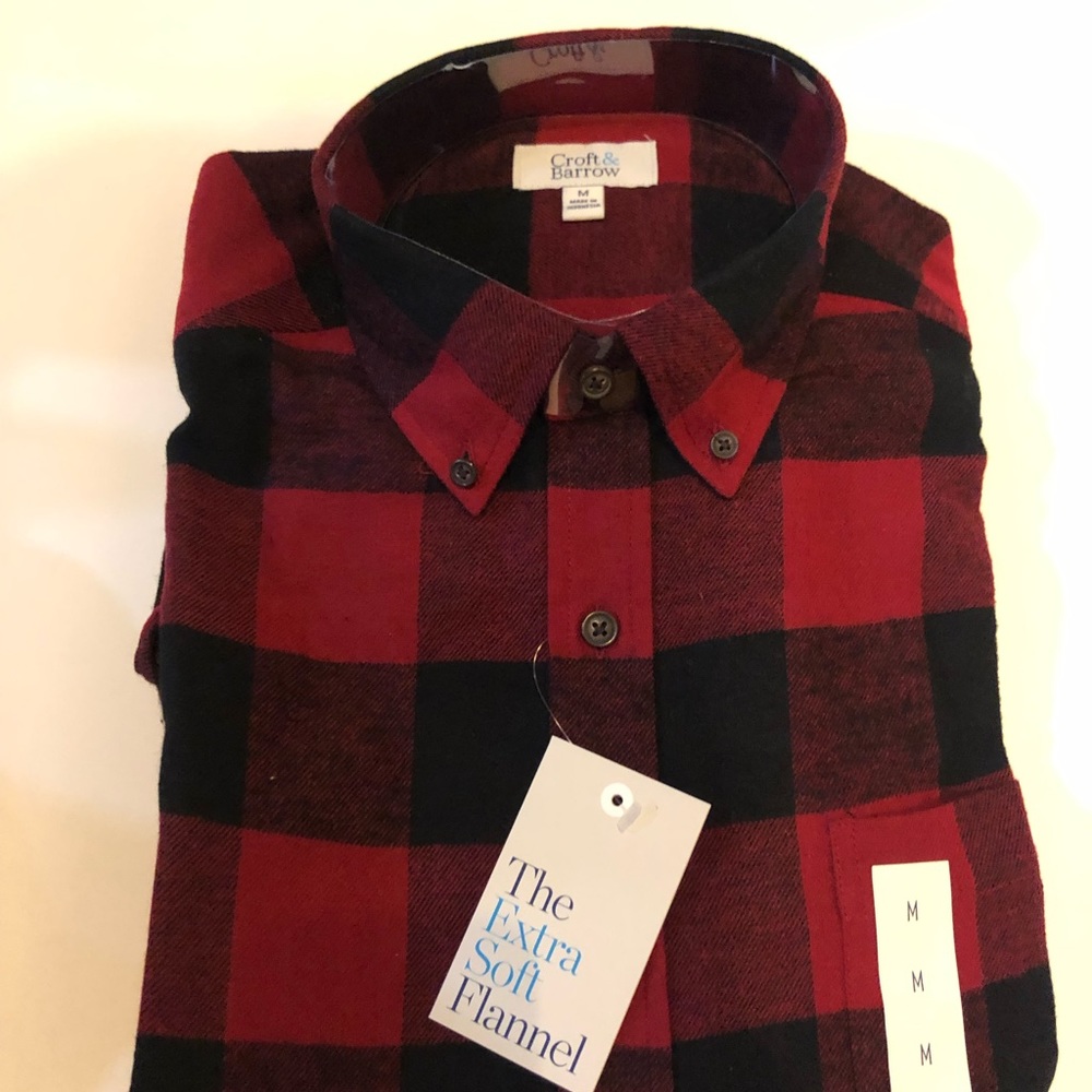 New With Tag Croft and Barrow Red Black Flannel